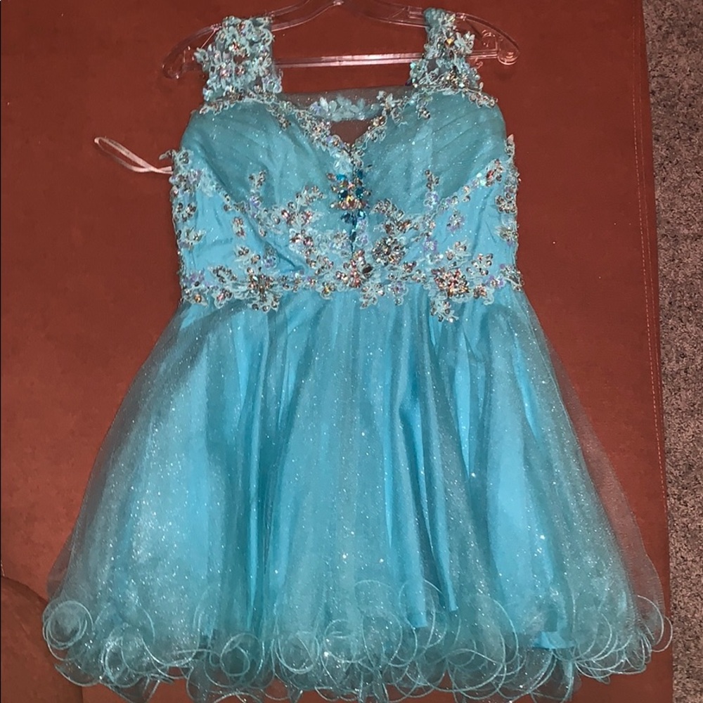Young Lady Blue Dress